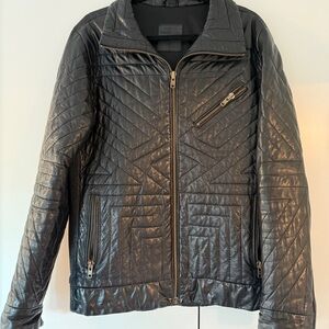 Designer Handmade Black Quilted Calfskin Leather Jacket